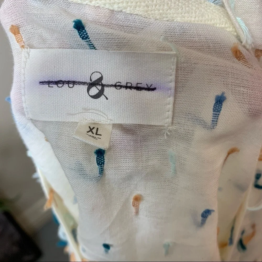 LOU & Grey Flowy Breezy Off White Boho Trendy Oversize Blouse Balloon Sleeves XL - Picture 8 of 10